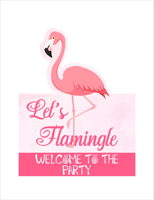 Flamingo Theme Birthday Party Welcome Board