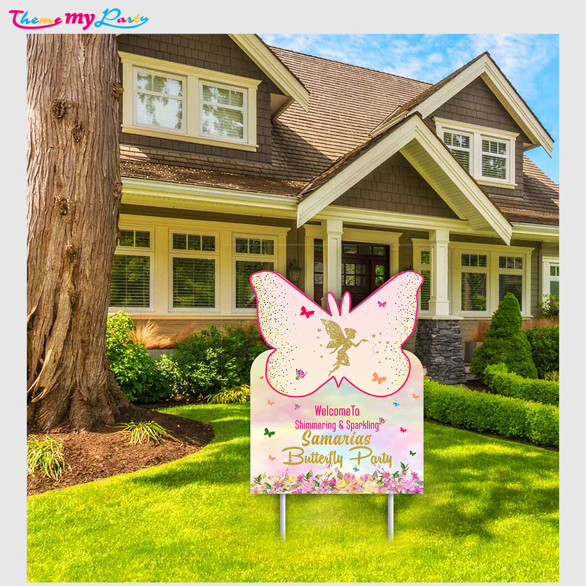 Butterflies & Fairies Theme Birthday Party Welcome Board