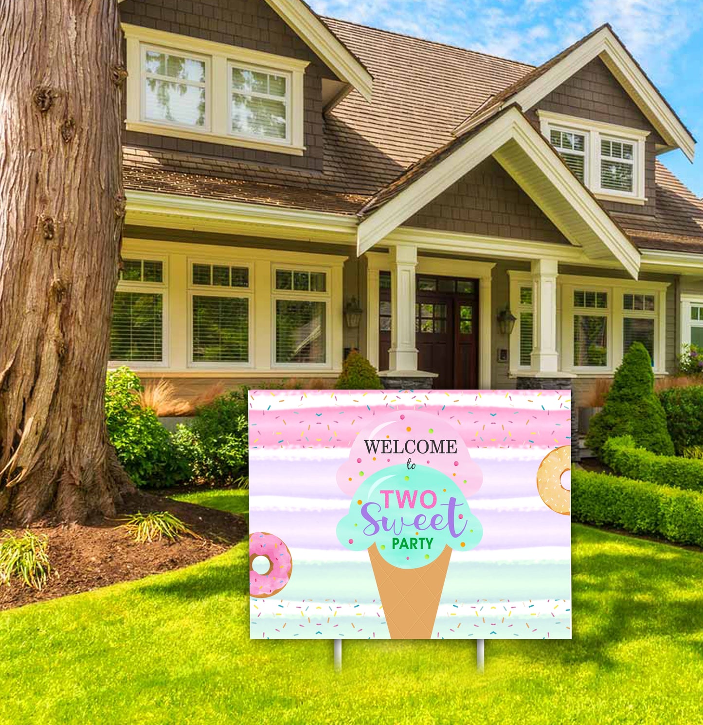 Two Sweet Theme Birthday Party Welcome Board