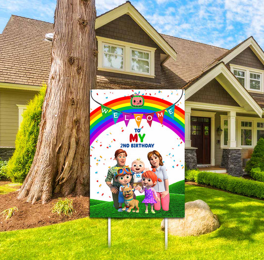 Cocomelon Theme Birthday Party Welcome Board
