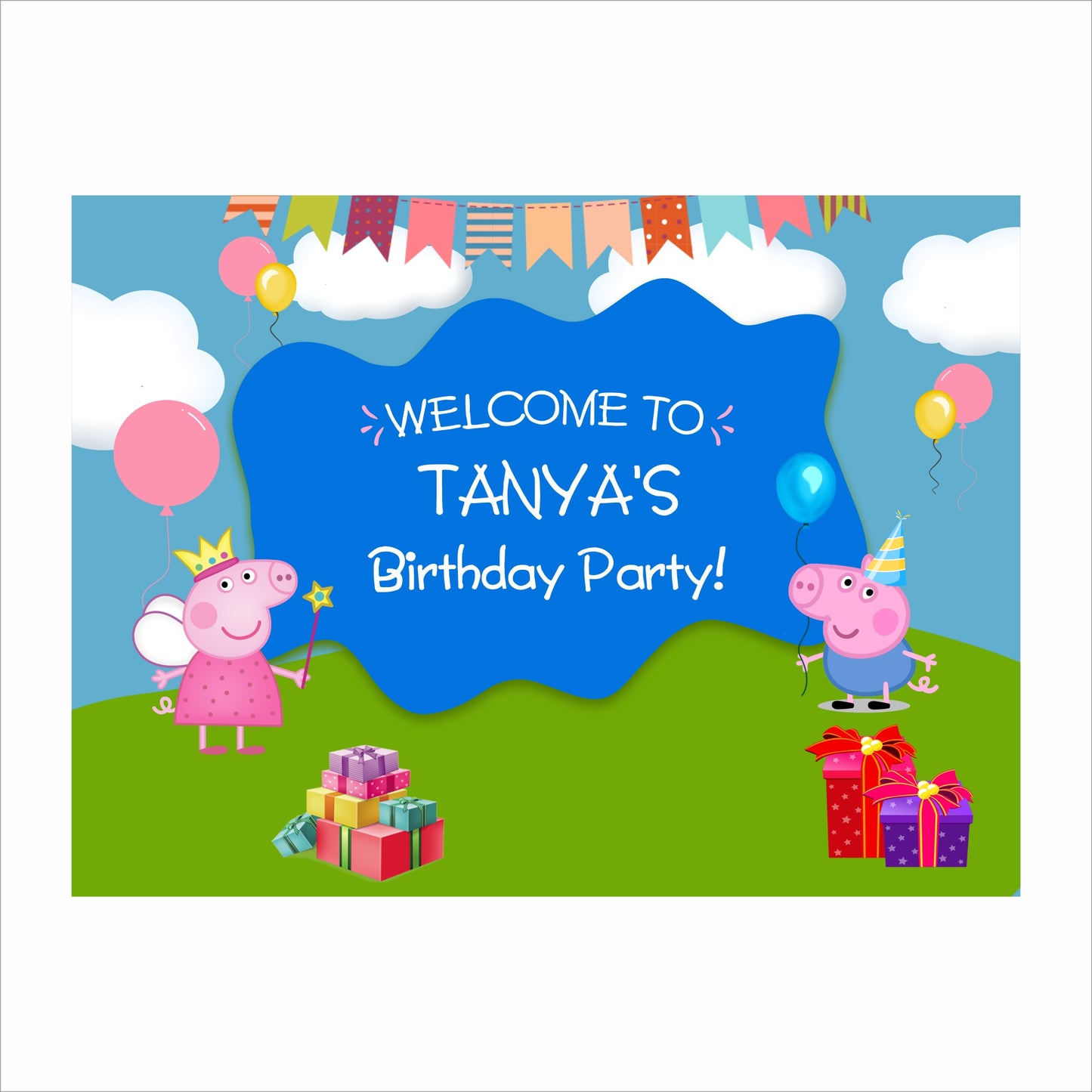 Peppa Pig Theme Birthday Party Welcome Board