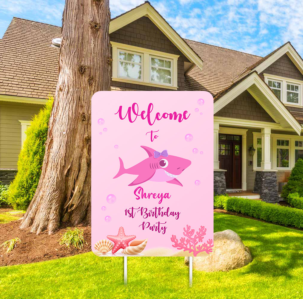Baby Shark Theme Birthday Party Welcome Board