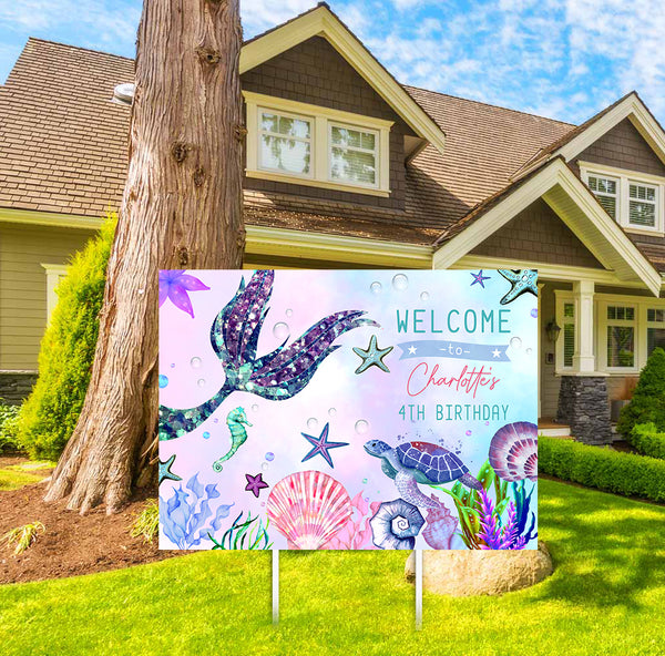 Mermaid Theme Birthday Party Welcome Board