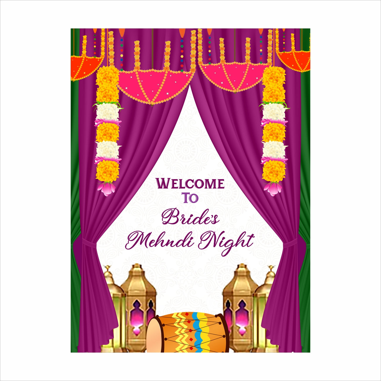 Mehndi Ceremony Theme Party Welcome Board