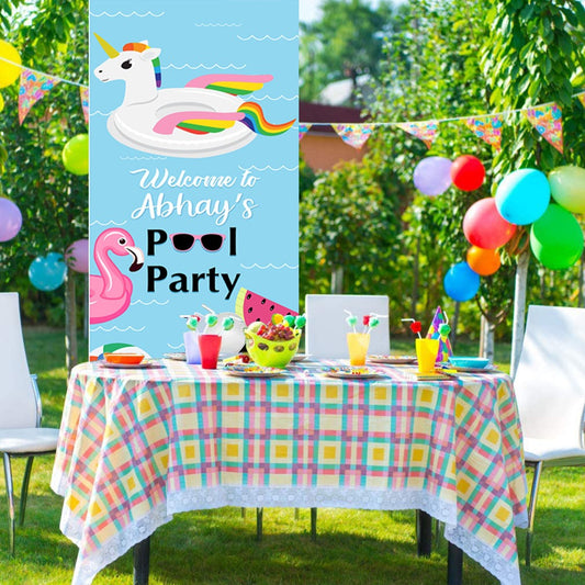 Pool Party Customized Welcome Banner Roll up Standee (with stand)