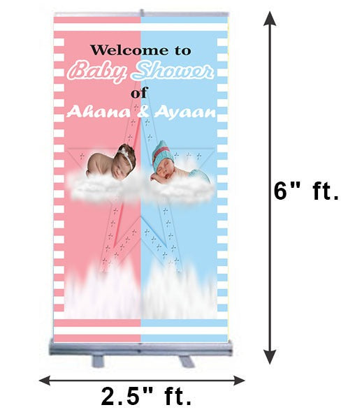 Baby Shower Customized Welcome Banner Roll up Standee (with stand)