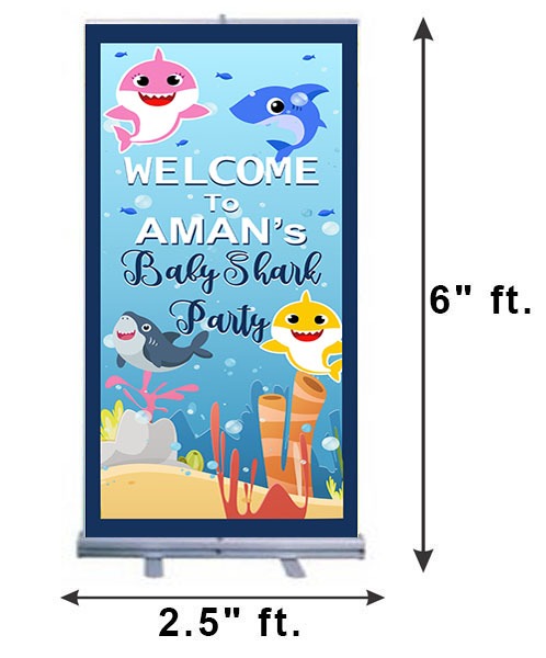 Baby Shark Customized Welcome Banner Roll up Standee (with stand)