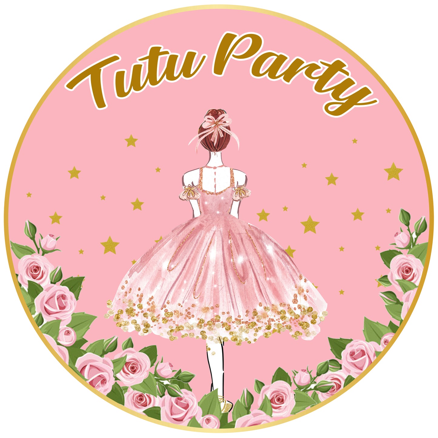 Ballerina Theme Round Birthday Party Backdrop