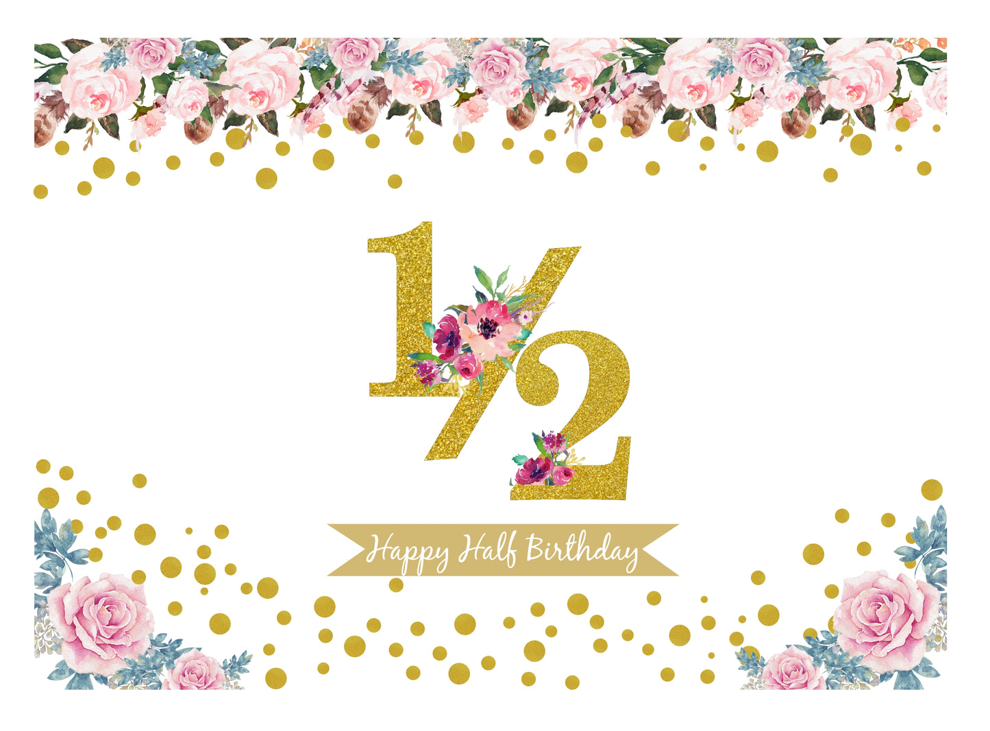 Half Birthday Girls Birthday Party Backdrop
