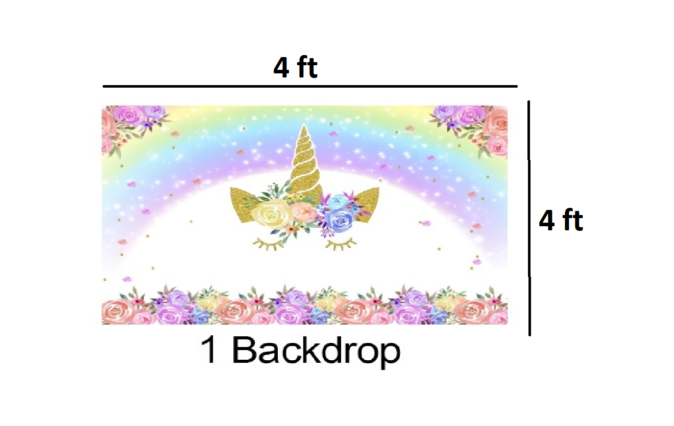 Unicorn Theme Birthday Party Decoration Kit with Backdrop & Balloons