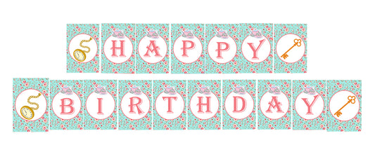 Alice Tea Party Theme Birthday Party Banner for Decoration