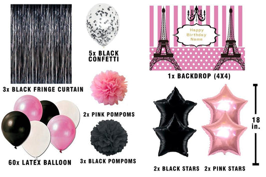 Oh La La Paris Theme Birthday Party Complete Decoration Kit