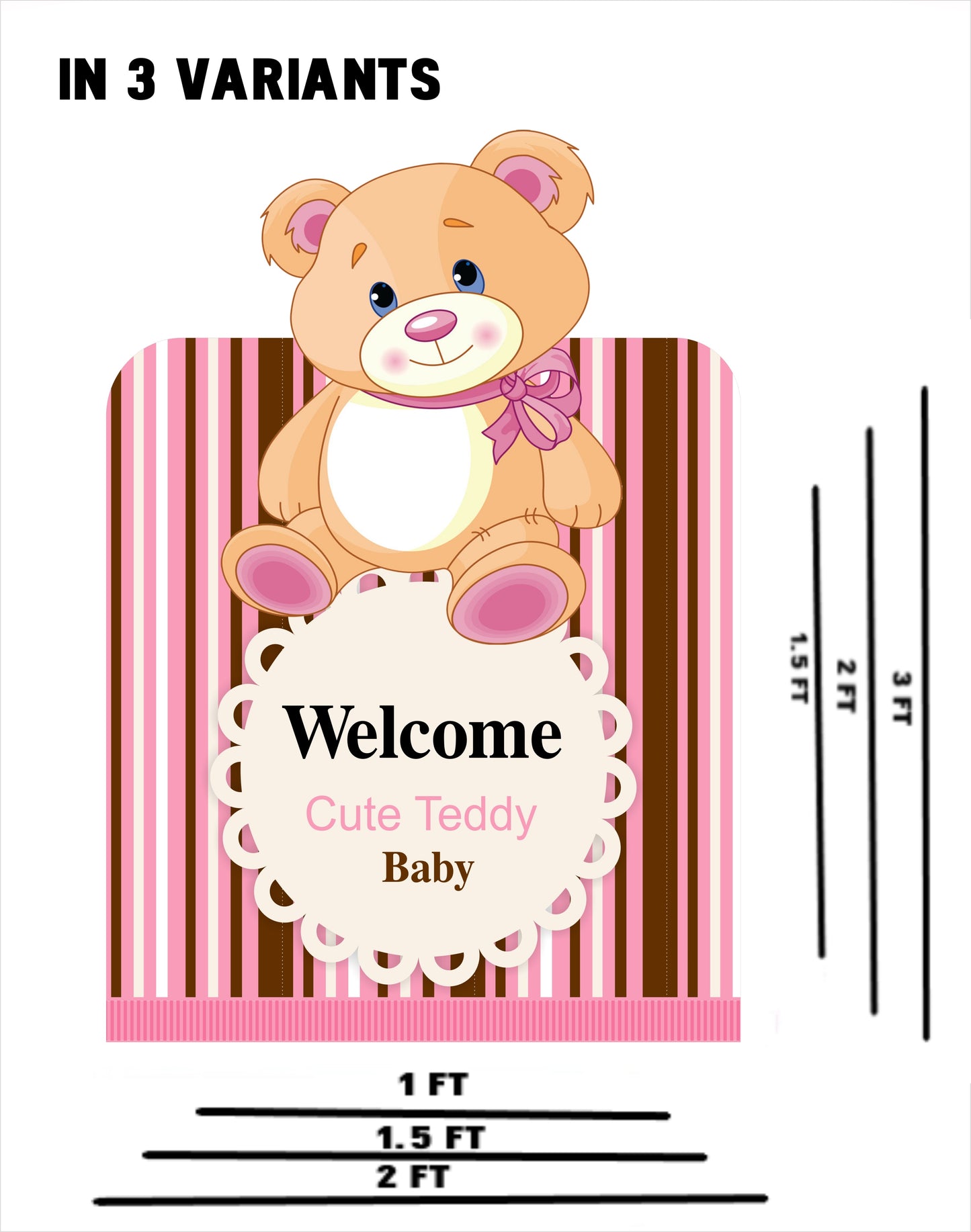 Cute Teddy Theme Welcome Baby Girl Welcome Board