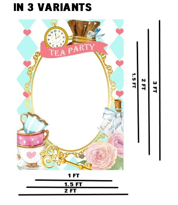 Alice Tea Party Theme Birthday Party Selfie Photo Booth Frame & Props