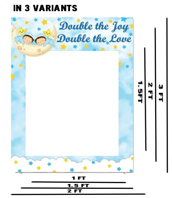 Twin Boys Birthday Party Selfie Photo Booth Frame & Props