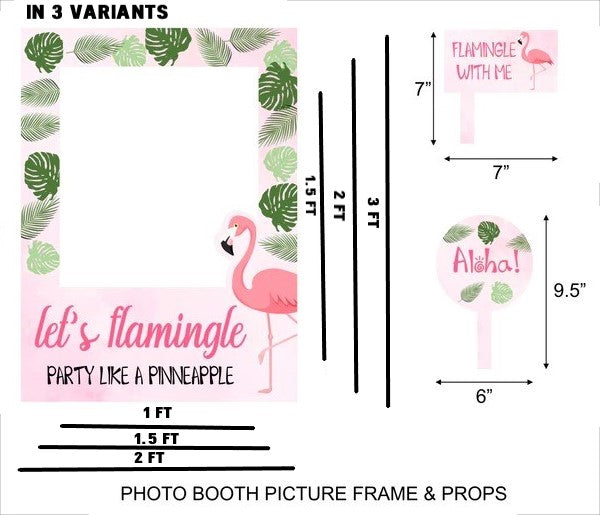 Flamingo Theme Birthday Party Selfie Photo Booth Frame & Props