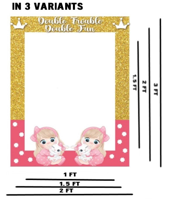 Twin Girls Theme Birthday Party Selfie Photo Booth Frame & Props