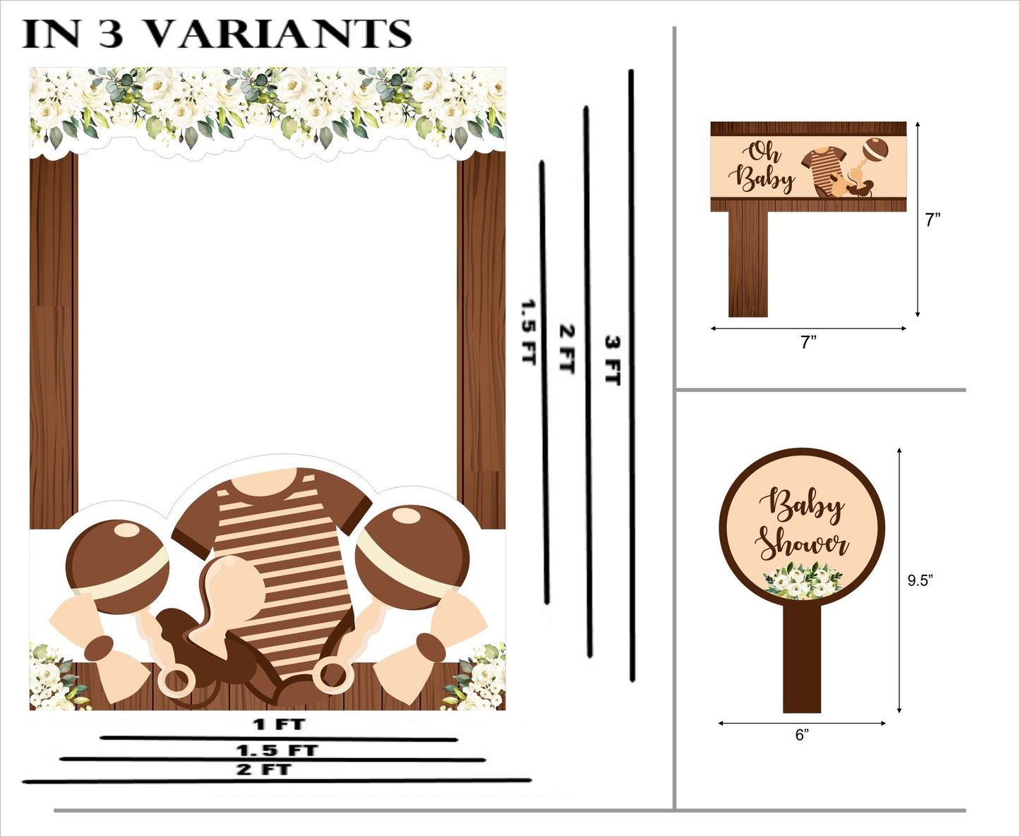 Oh Baby Party Selfie Photo Booth Frame & Props