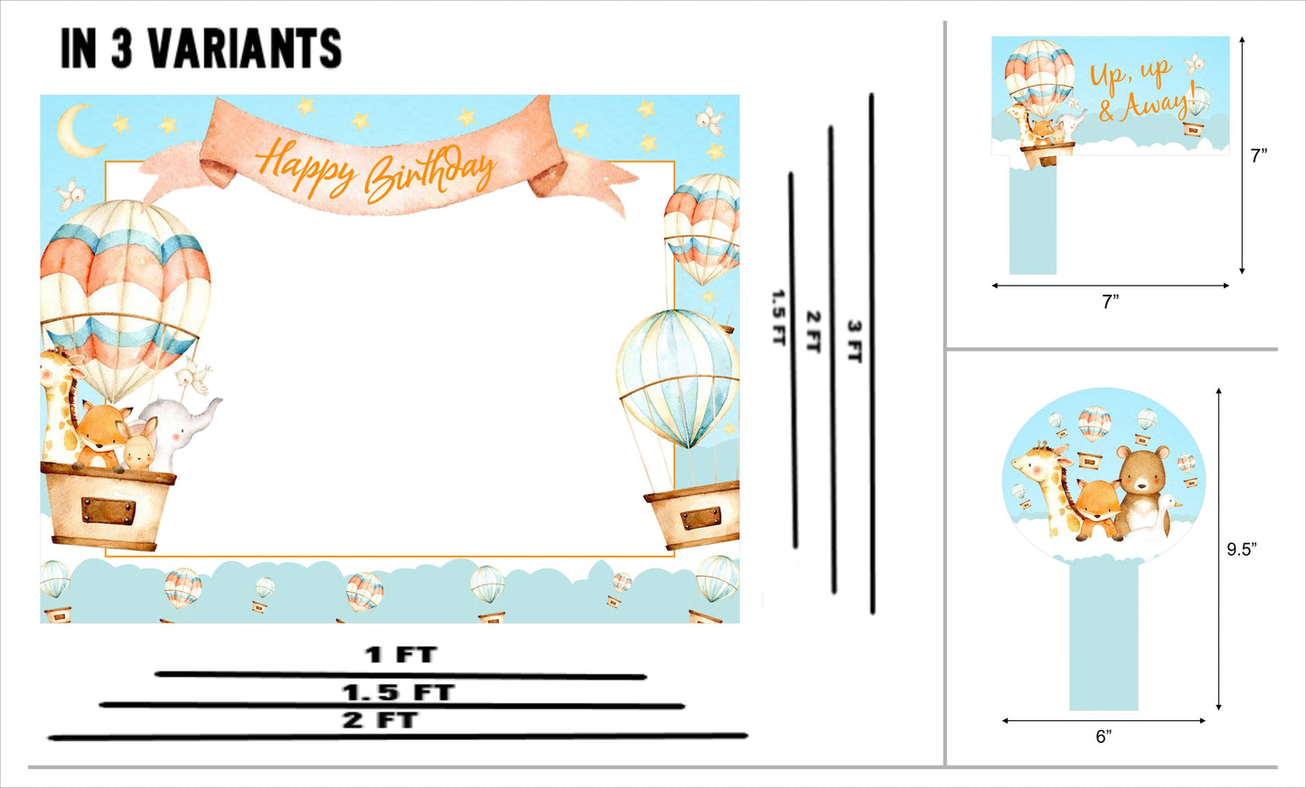 Hot Air Theme Birthday Party Selfie Photo Booth Frame & Props