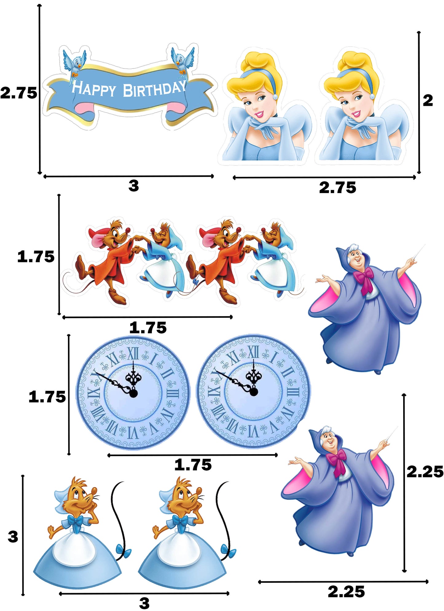 Cinderella Theme Birthday Party Cake Topper