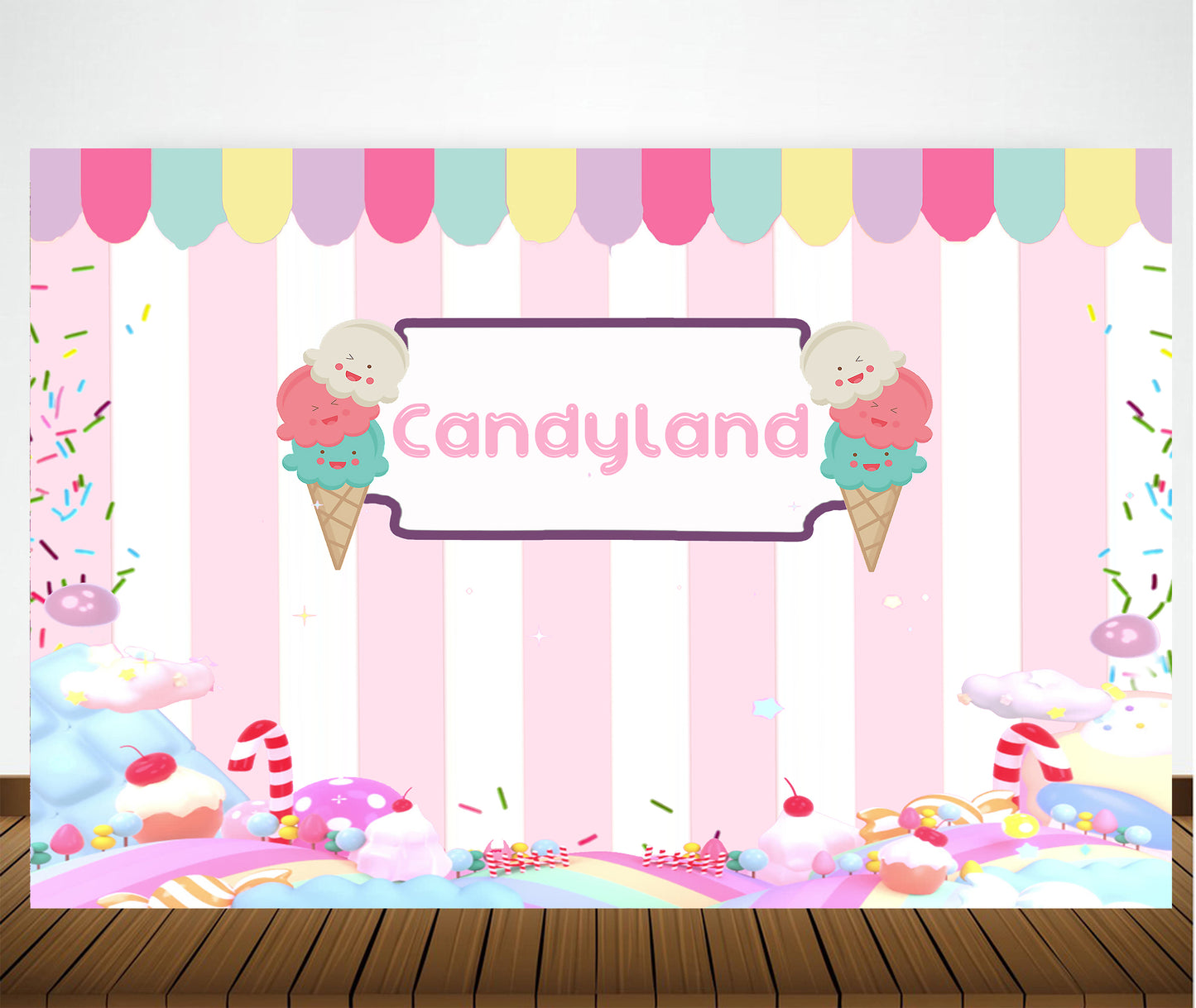 Candy Land Theme Birthday Party Backdrop