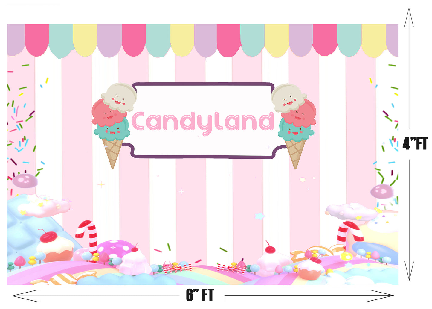 Candy Land Theme Birthday Party Backdrop