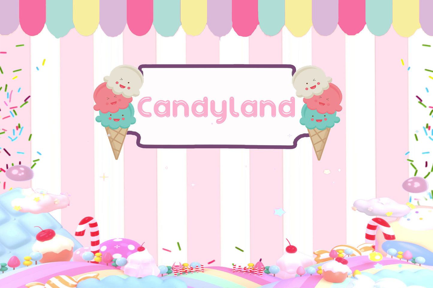 Candy Land Theme Birthday Party Backdrop