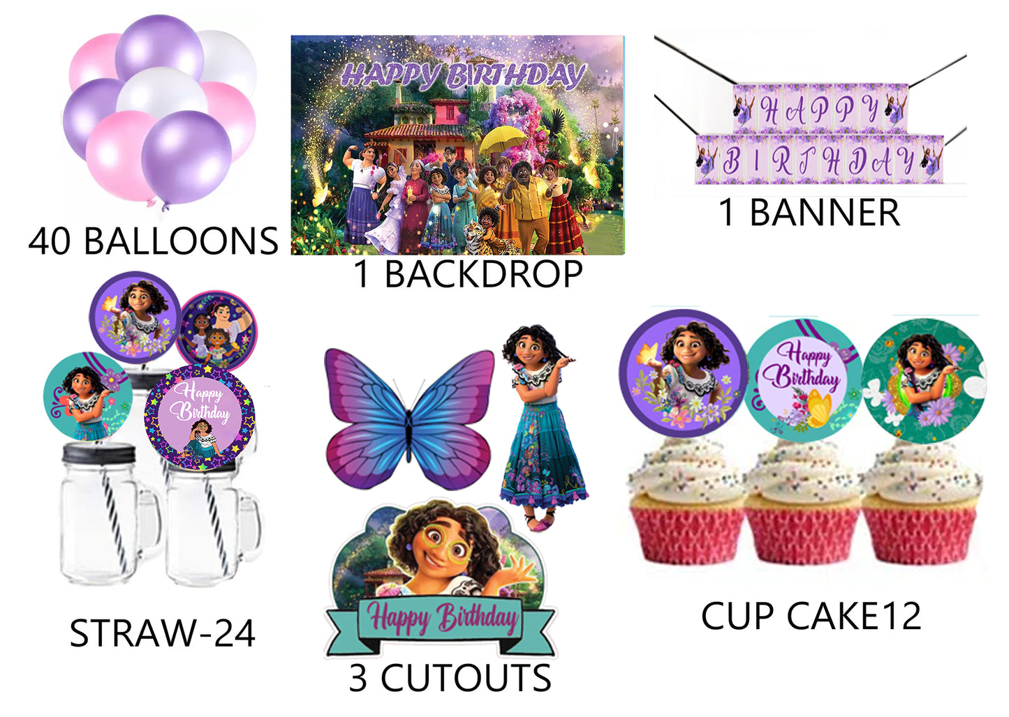 Encanto Theme Birthday Party Combo Kit with Backdrop & Decorations