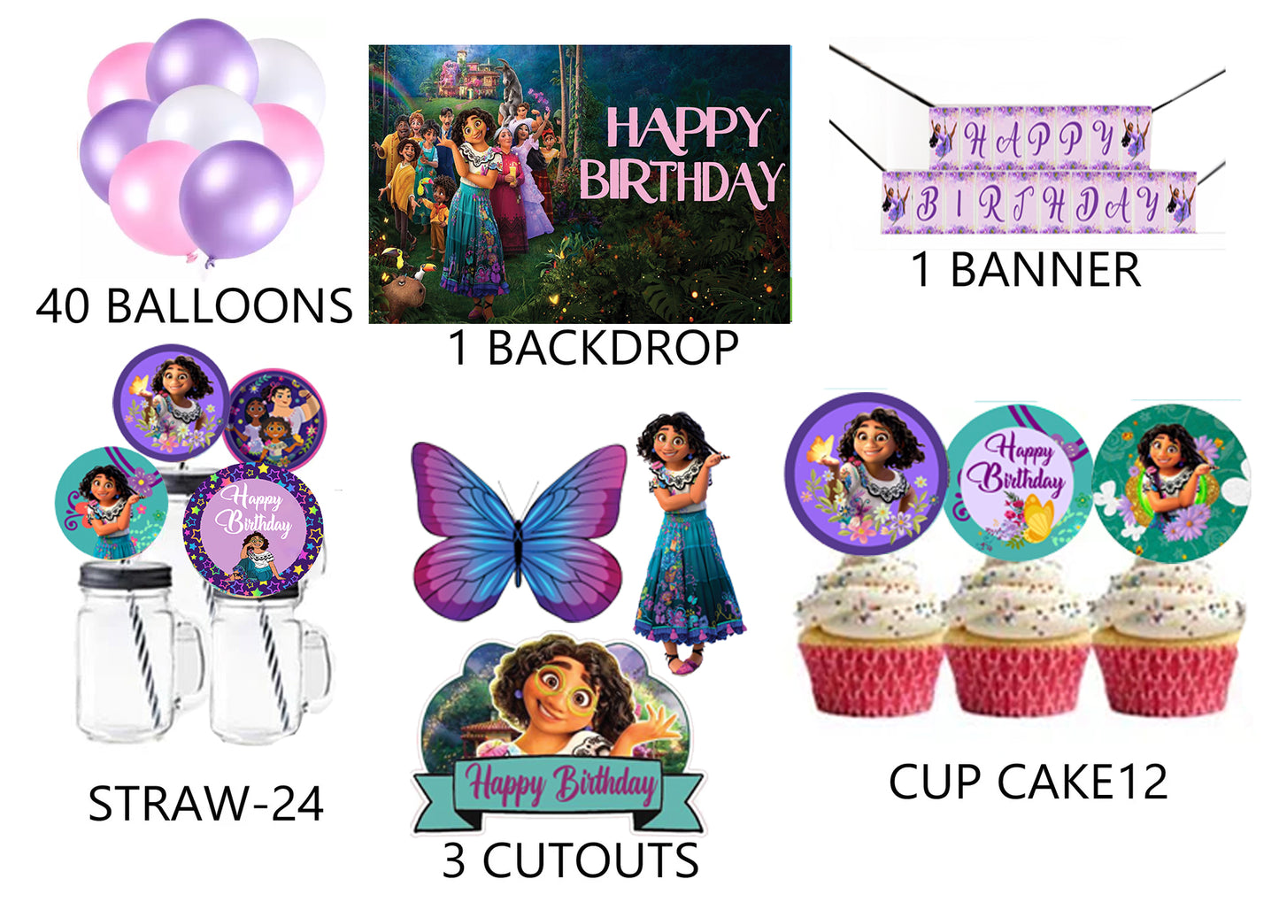 Encanto Theme Birthday Party Combo Kit with Backdrop & Decorations