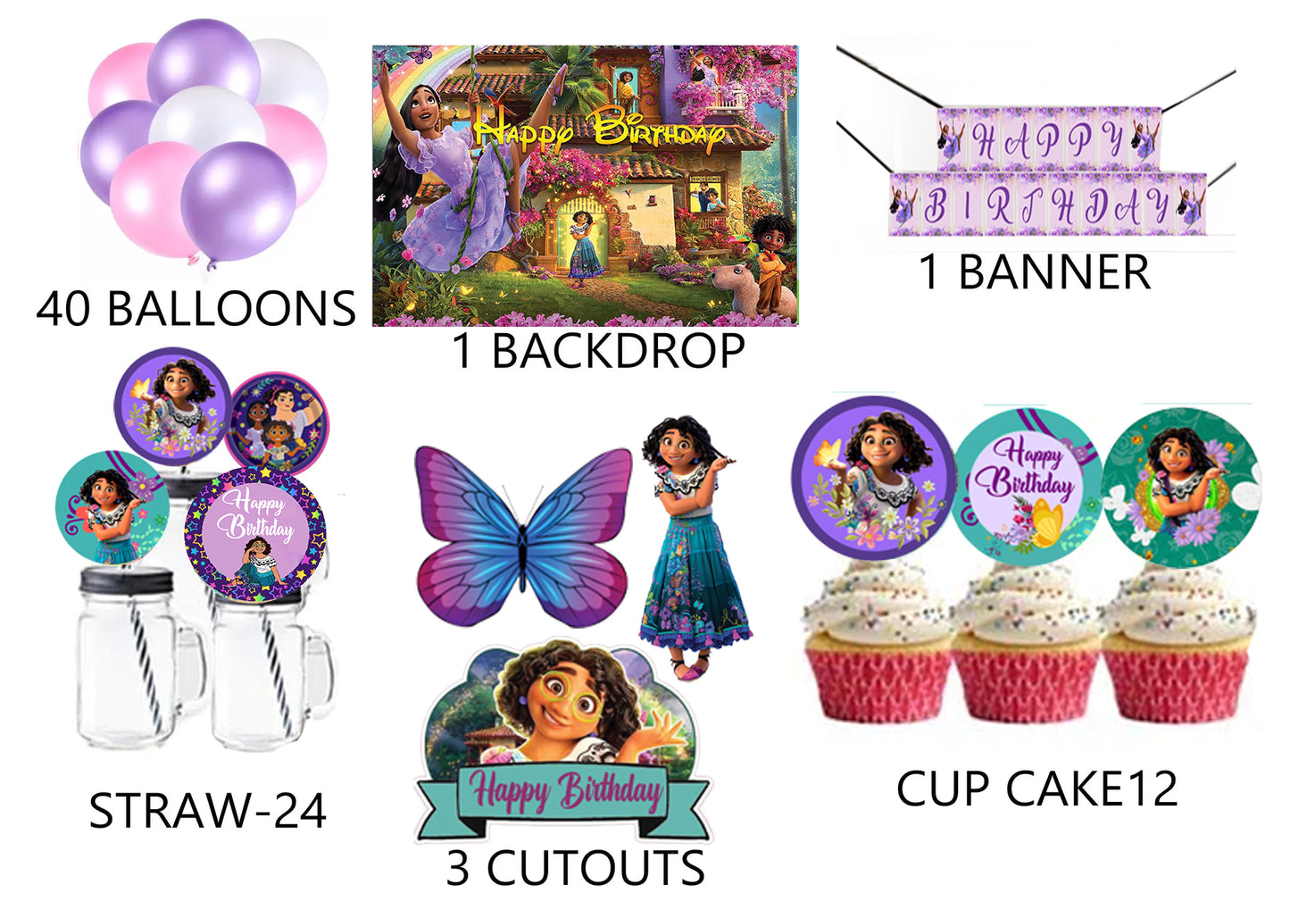 Encanto Theme Birthday Party Combo Kit with Backdrop & Decorations