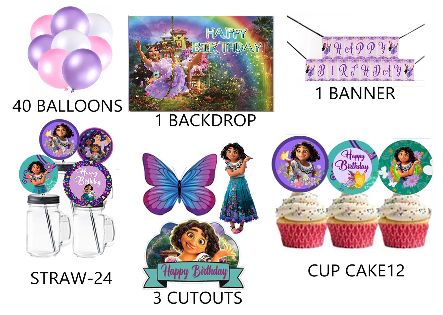 Encanto Theme Birthday Party Combo Kit with Backdrop & Decorations