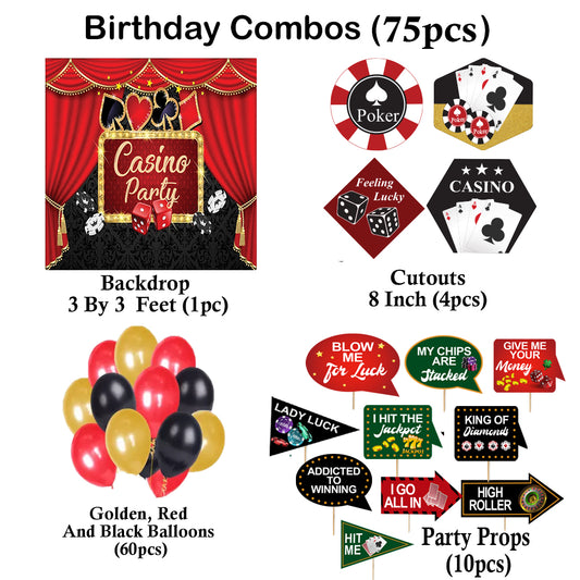 Casino Party Decorations Complete Set -Backdrop & Decorations