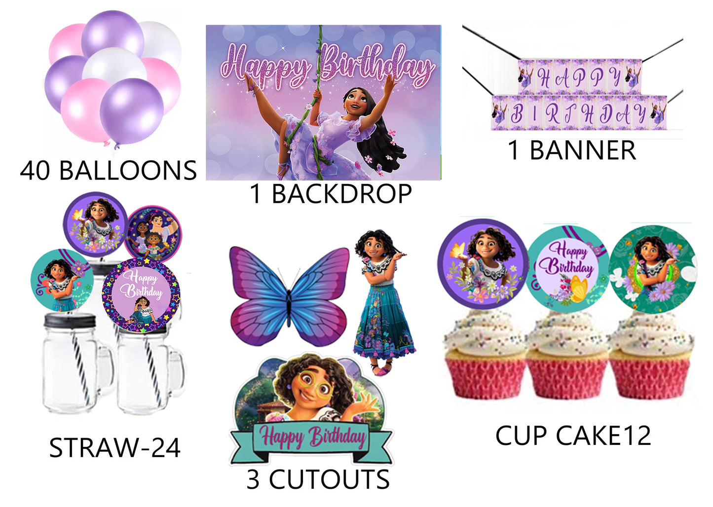 Encanto Theme Birthday Party Combo Kit with Backdrop & Decorations