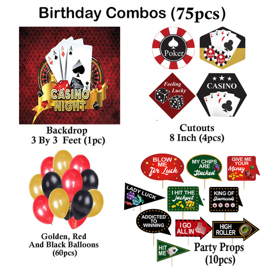 Casino Party Decorations Complete Set -Backdrop & Decorations