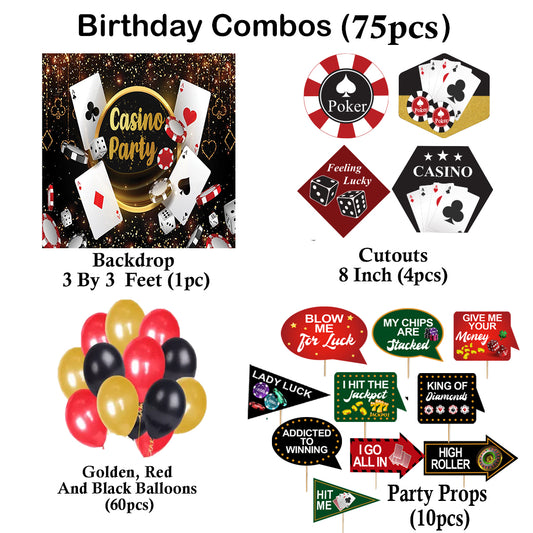 Casino Party Decorations Complete Set -Backdrop & Decorations