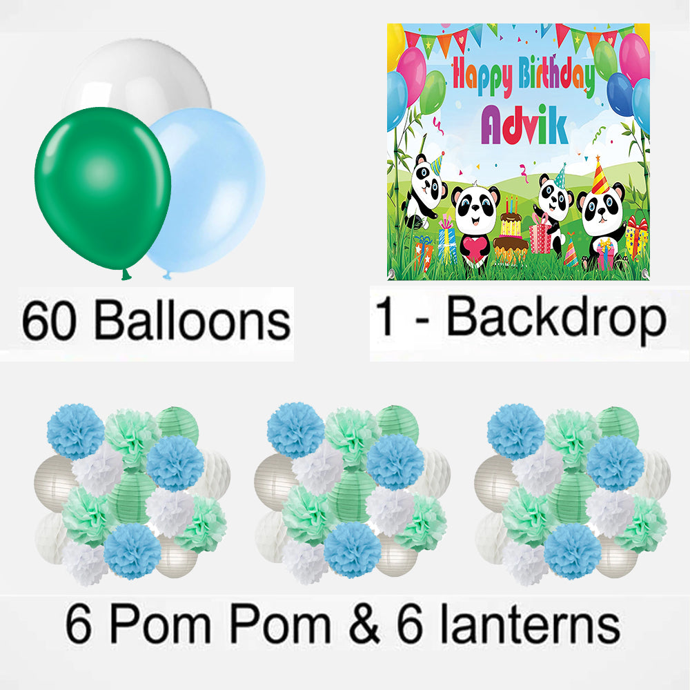 Panda Theme Birthday Party Complete Decoration Kit
