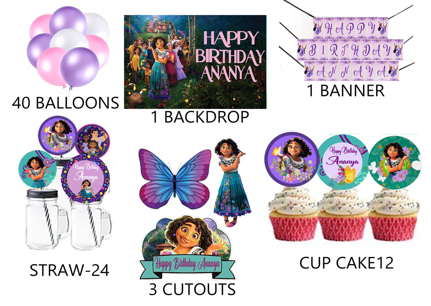 Encanto Theme Birthday Party Combo Kit with Backdrop & Decorations