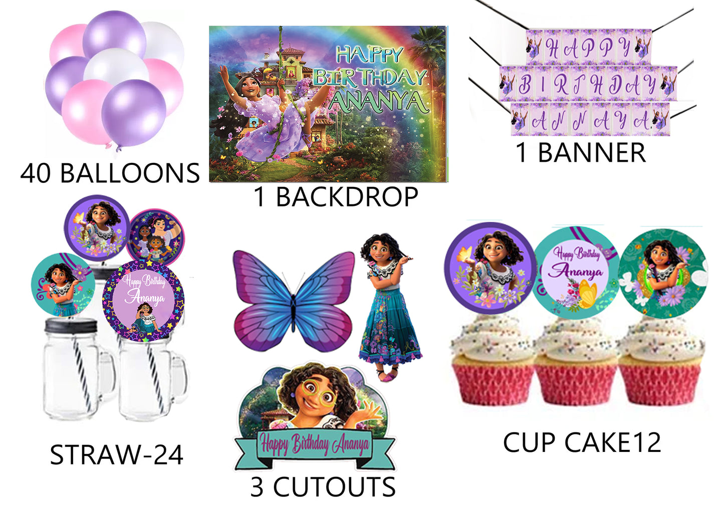 Encanto Theme Birthday Party Combo Kit with Backdrop & Decorations