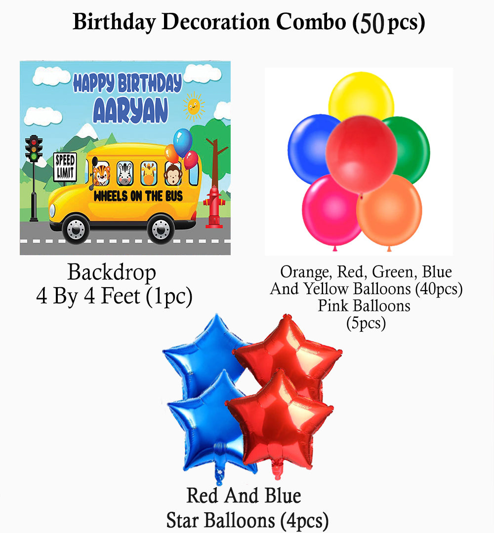 Wheels on the Bus Theme Party Complete Set for Decoration