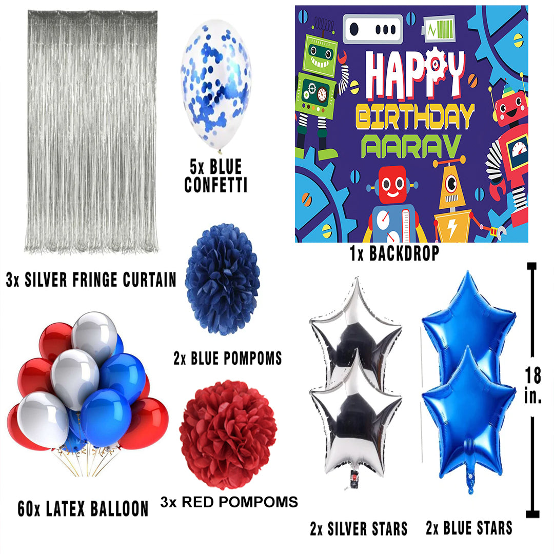 Robot Theme Birthday Party Decoration Combo Kit