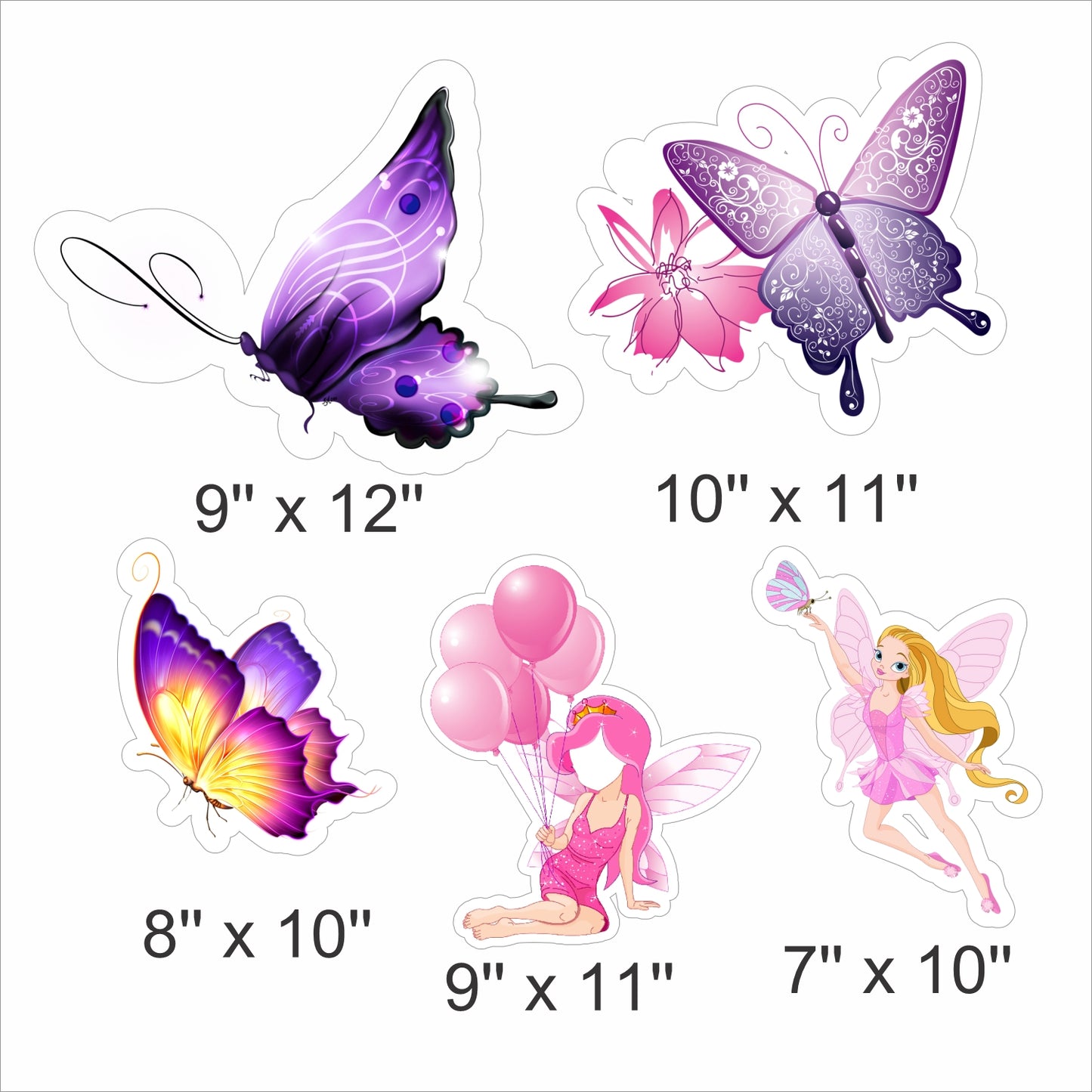 Butterflies & Fairies Theme Birthday Party Cutouts