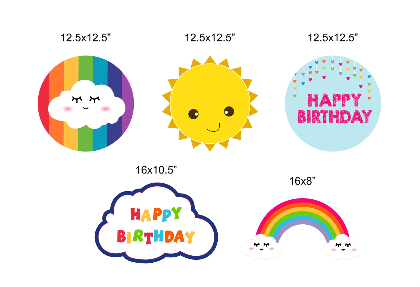 Rainbow Theme Birthday Party Cutouts