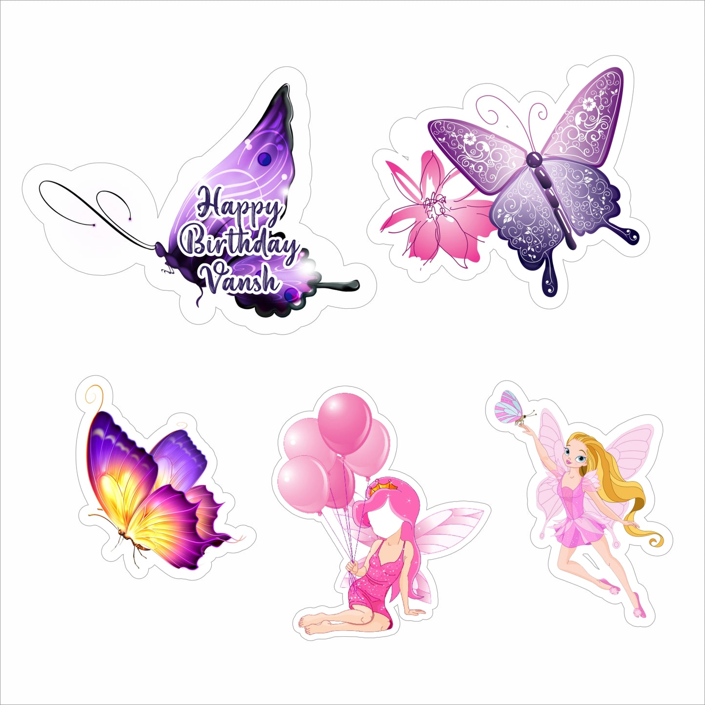 Butterflies & Fairies Theme Birthday Party Cutouts