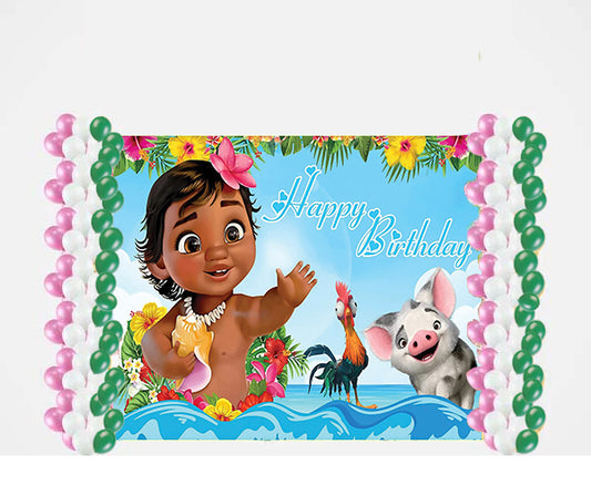 Moana Theme Birthday Party Decoration kit with Backdrop & Balloons