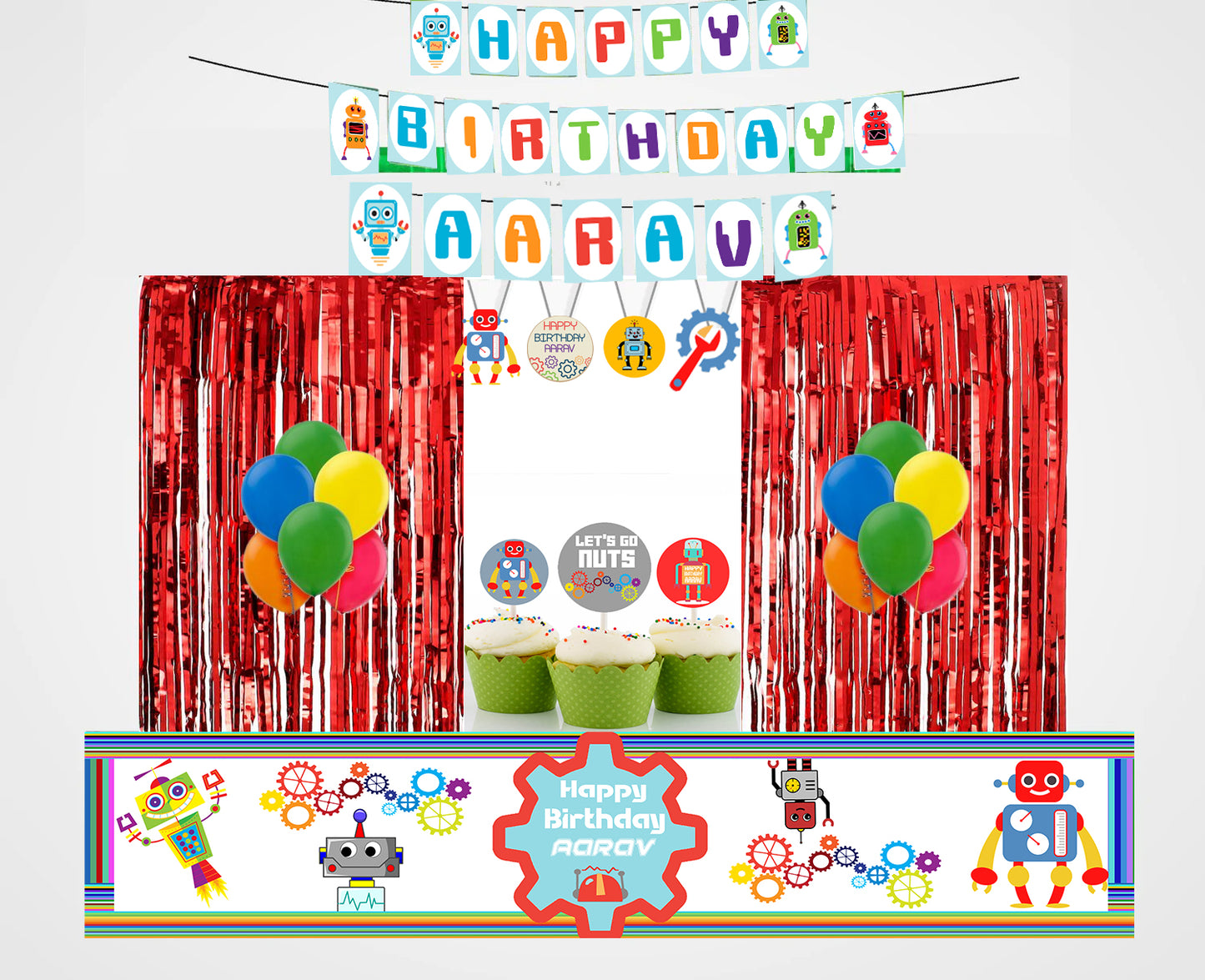 Robot Theme Birthday Party Decoration Kit