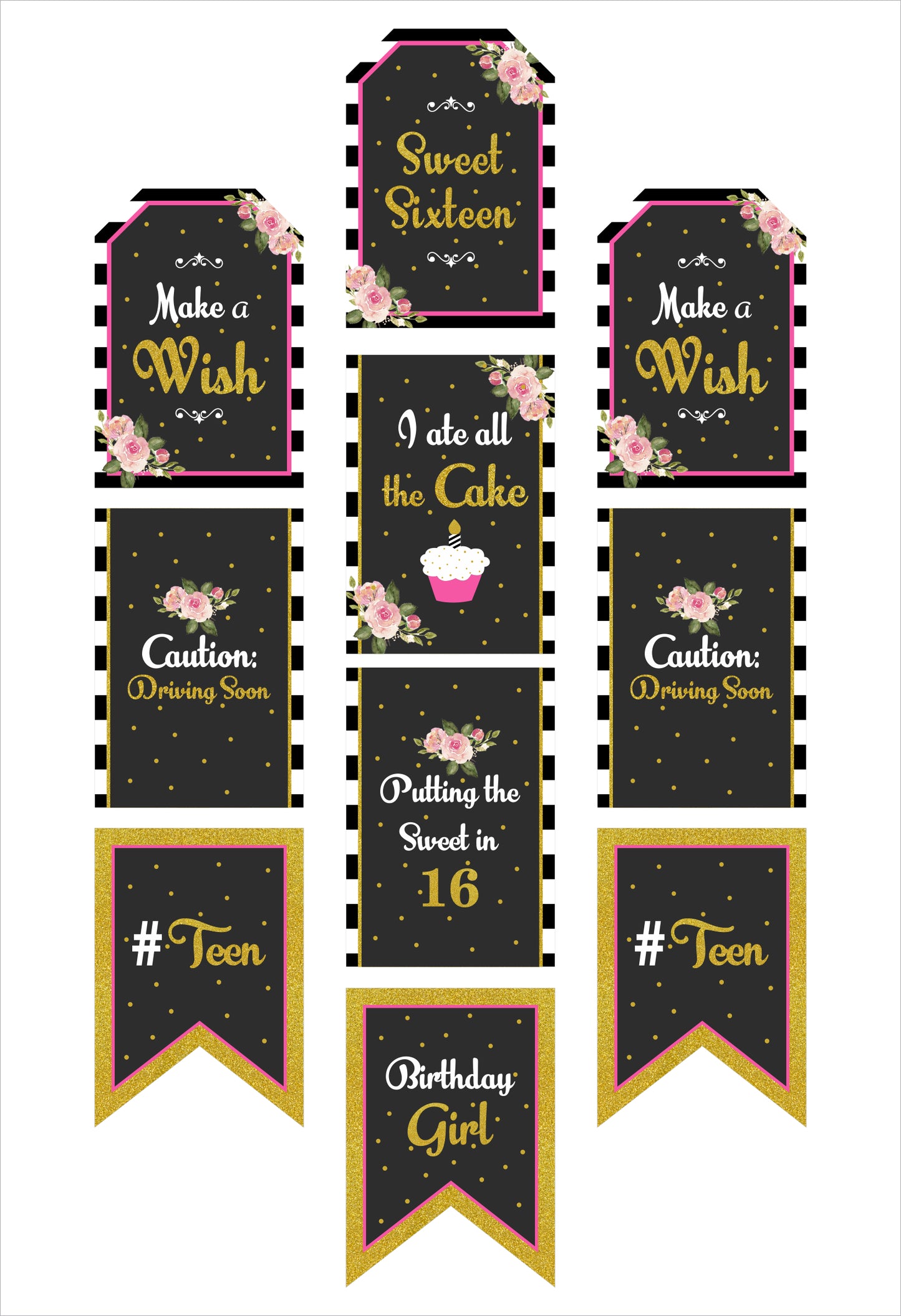 16th Birthday Paper Door Banner for Wall Decoration