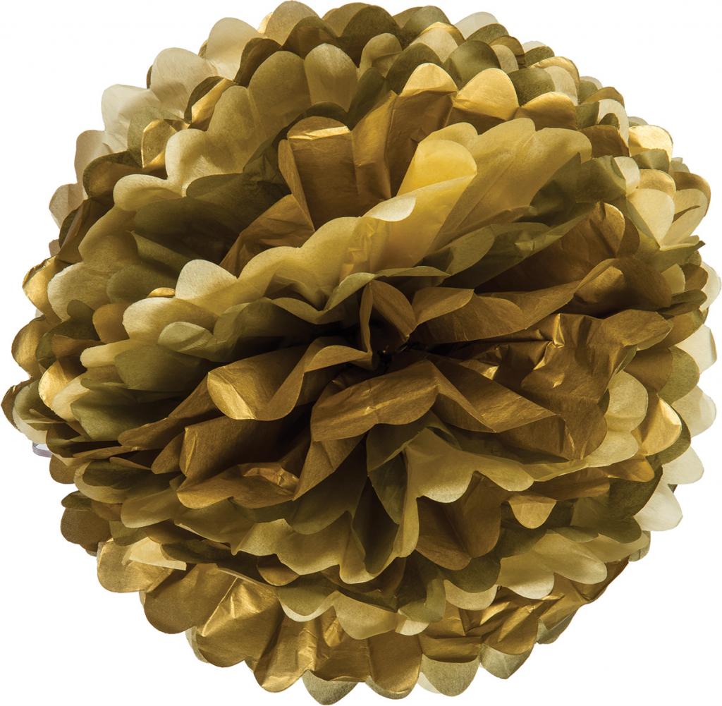 Golden Pom Pom Flower Decoration For Birthday Parties, Anniversary Party & Baby Shower