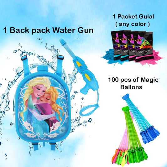 Holi Party Combo-  Frozen Water Gun ,Water Balloons and Gulal