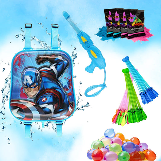 Holi Party Combo-  Avengers Water Gun ,Water Balloons and Gulal