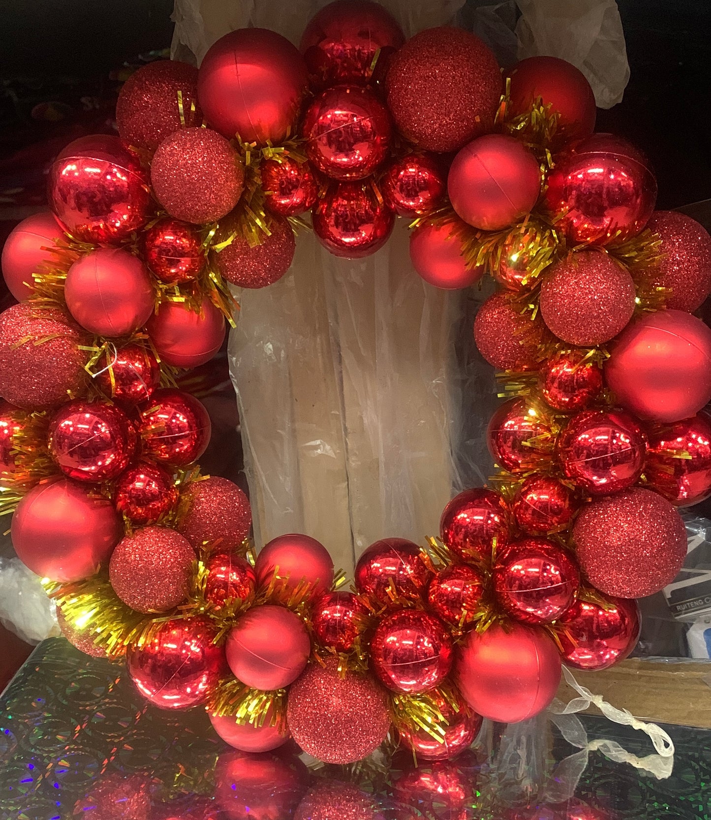 Christmas Wreath, 12 Inch Traditional Christmas, Artificial Decorative Wreath -1 Pc